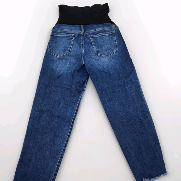 Sonoma Maternity Straight Leg Jeans w/ Raw Hem Size 10 Dark Wash slight distress - Picture 6 of 6